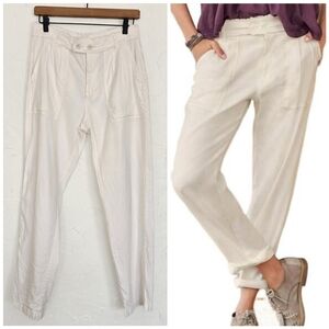 Sundance Linen Blend Cream Relaxed Pants, 4
